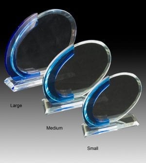 Alternative view of Glass Blue Arc Award - Oval