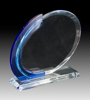 Glass Blue Arc Award - Oval