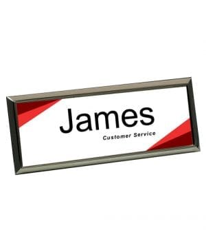 Straight Rectangle Badge - Small Black/Gold/Silver