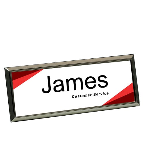 Straight Rectangle Badge - Small Black/Gold/Silver