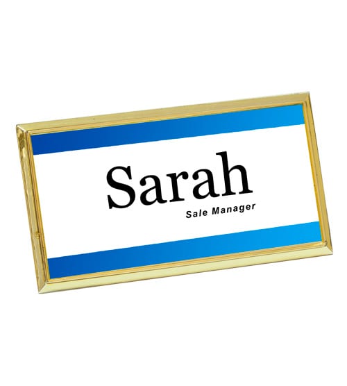 Straight Rectangle Badge - Large Black/Gold/Silver